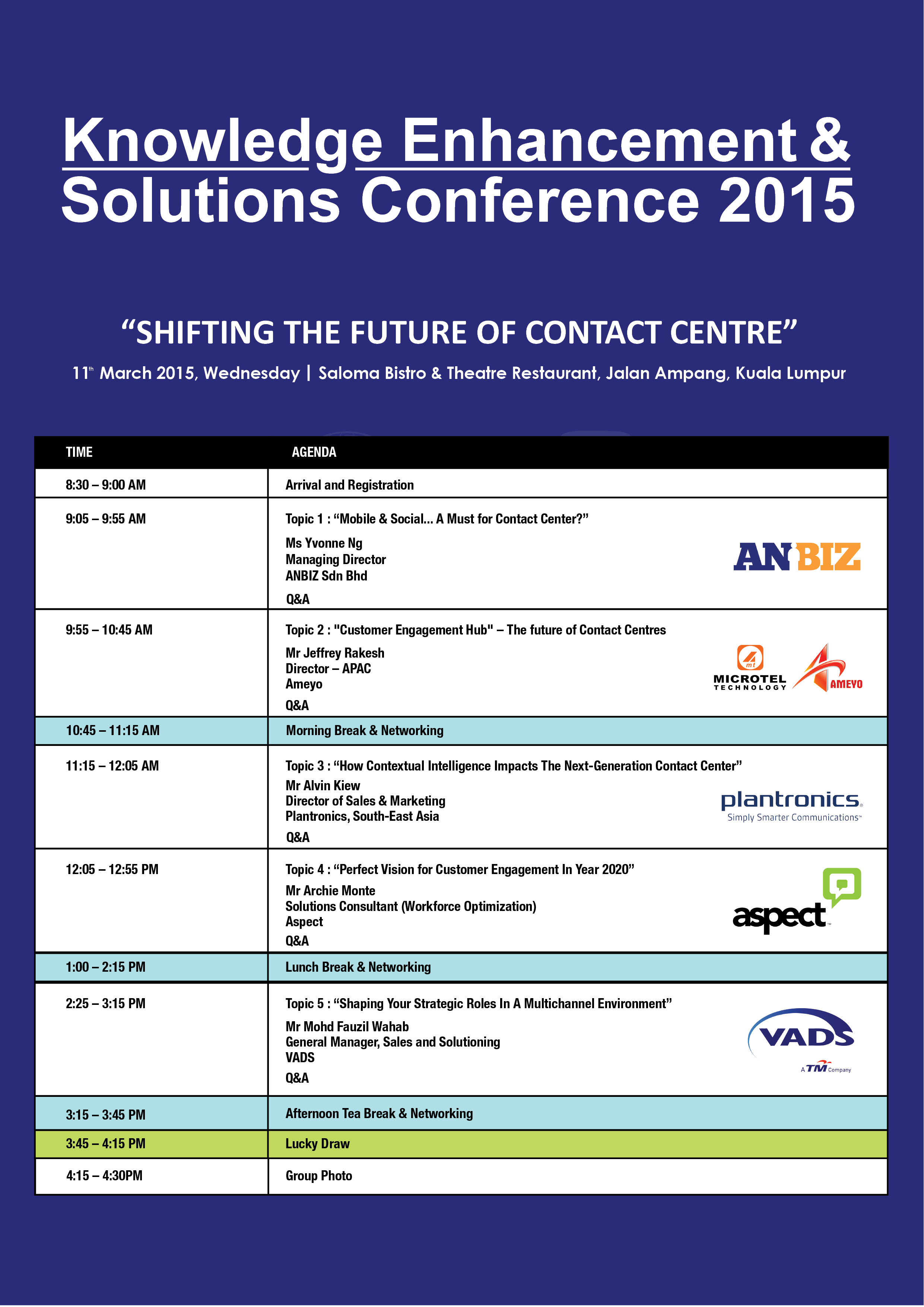 Knowledge Enhancement & Solution Conference 2015 - CCAM - Contact ...